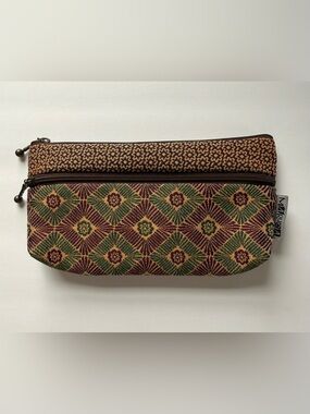 Maruca Double Zip Tapestry Pouch Cosmetic Bag Coin Purse Made in USA